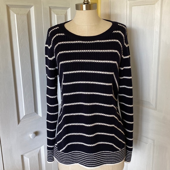 Loft navy stripe sweater - Picture 1 of 10